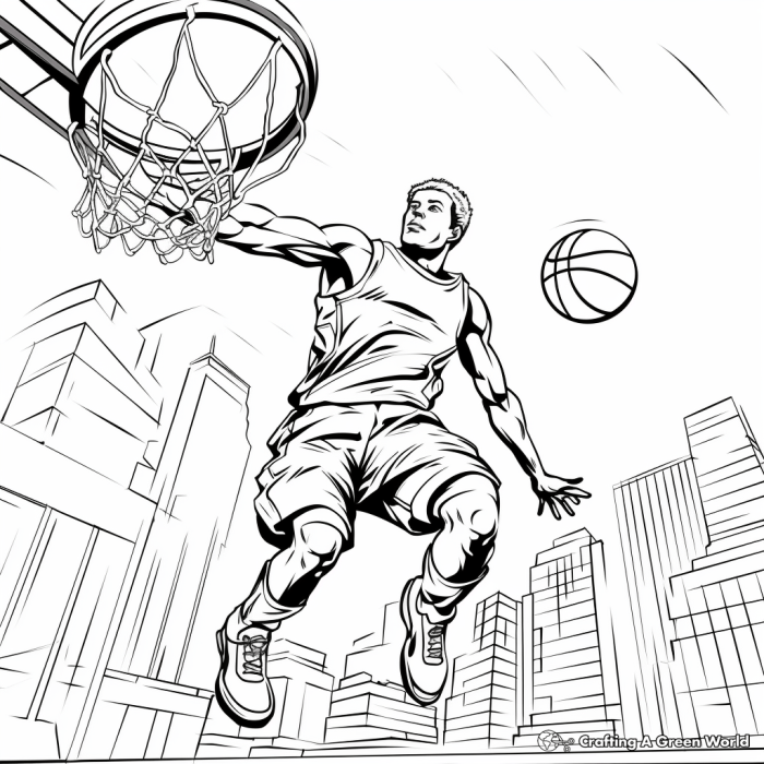 Basketball coloring book pages